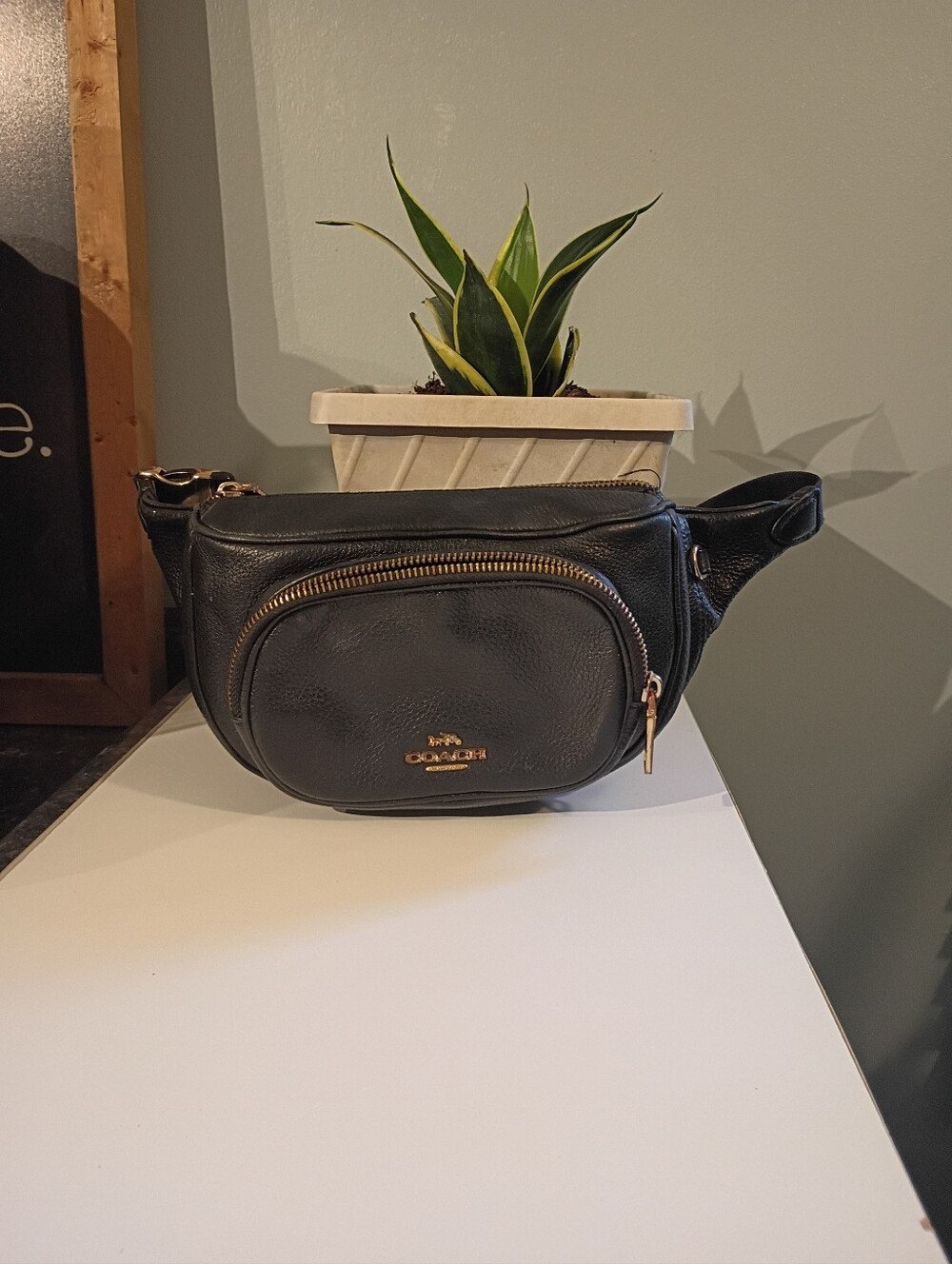 Coach Black Leather Bag with Gold Hardware